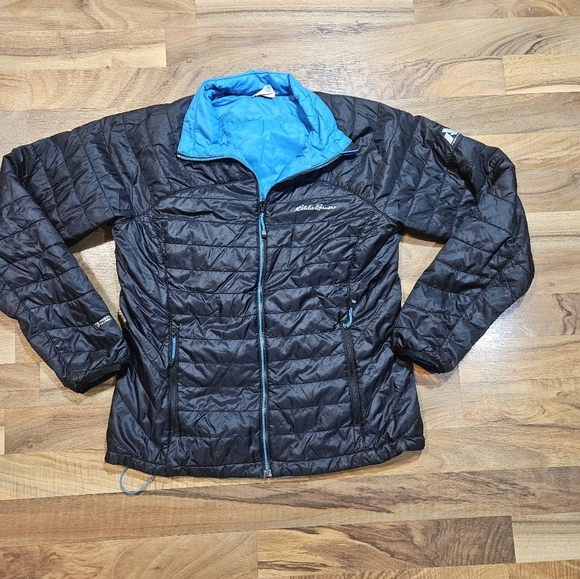 Eddie Bauer Jackets & Blazers - Eddie Bauer Women's M Reversible Puffer Jacket Black Blue Quilted Insulated Coat